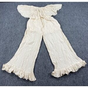 Jaded Gypsy Jumpsuit Womens One Size Cream Off Shoulder Ruffle Boho WC Romper